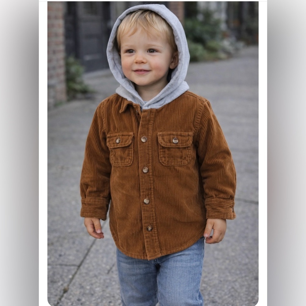 Crazy 8 Stylish Corduroy shirt with hood.